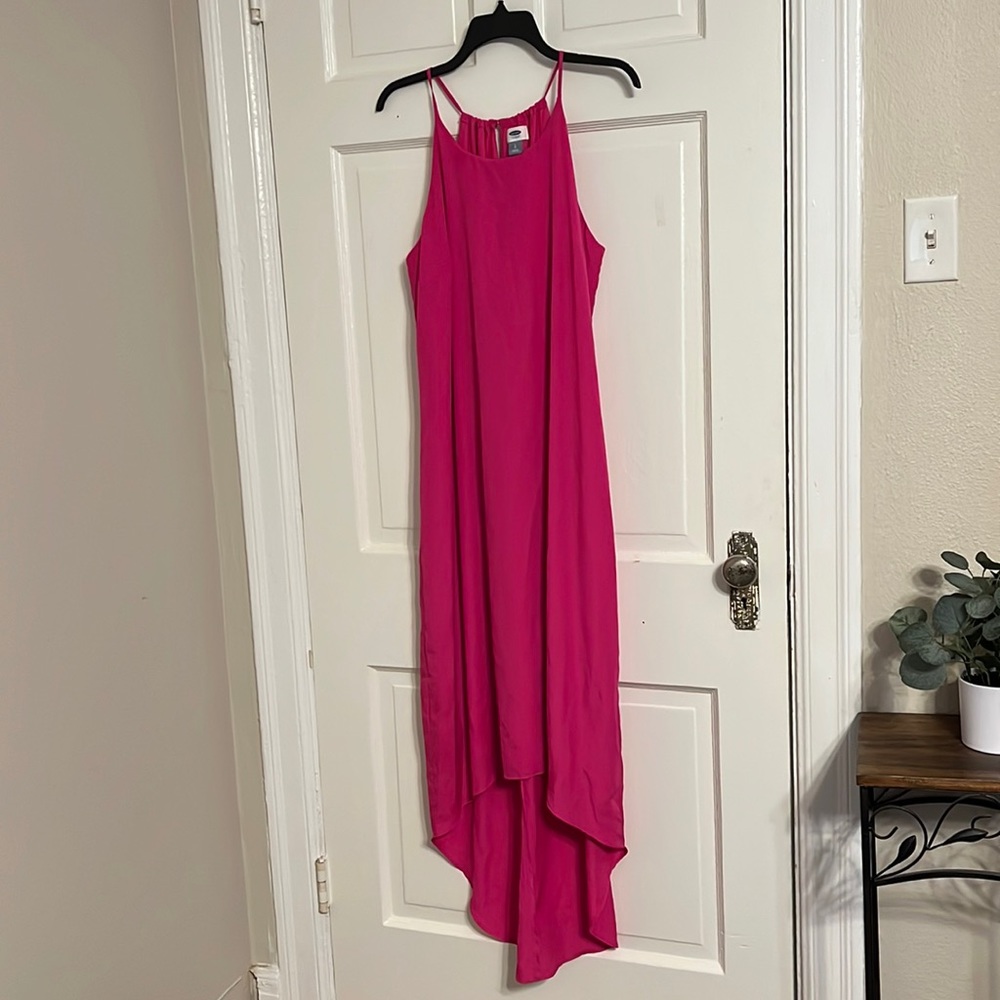 Bright pink Hi-lo spaghetti strap dress. EUC